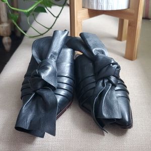 Tibi Black Leather Mules